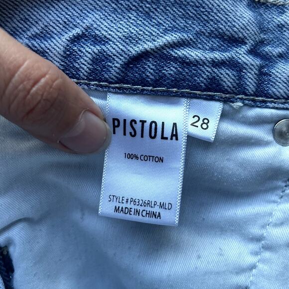 Pistola Cassie Super High Rise Straight Jeans in Moonlight Distressed Size 28 - Picture 6 of 7